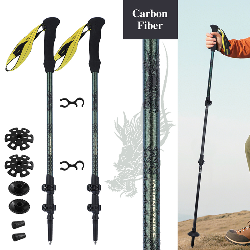 Trekking Pole Carbon - 3K 탄소섬유 하이킹 스틱, 3단 텔레스코픽