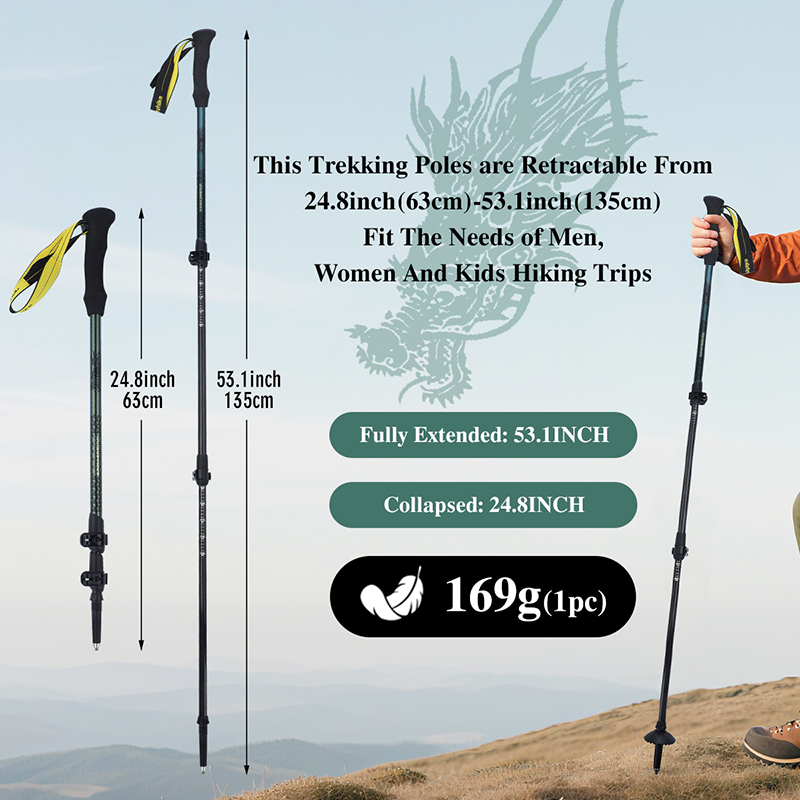 3K 탄소섬유 하이킹 스틱, 3단 텔레스코픽 트레킹 폴 - Trekking Pole Carbon 리뷰 및 가격