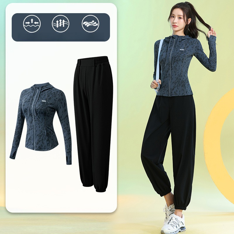 여성용 러닝 슈트 긴팔 플로럴 지퍼 후드 조거 팬츠 퀵 - Running Gear Gym 리뷰 및 가격